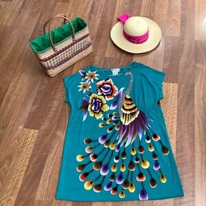 Gorgeous Papillon Peacock Dress M/L 37-39 bust